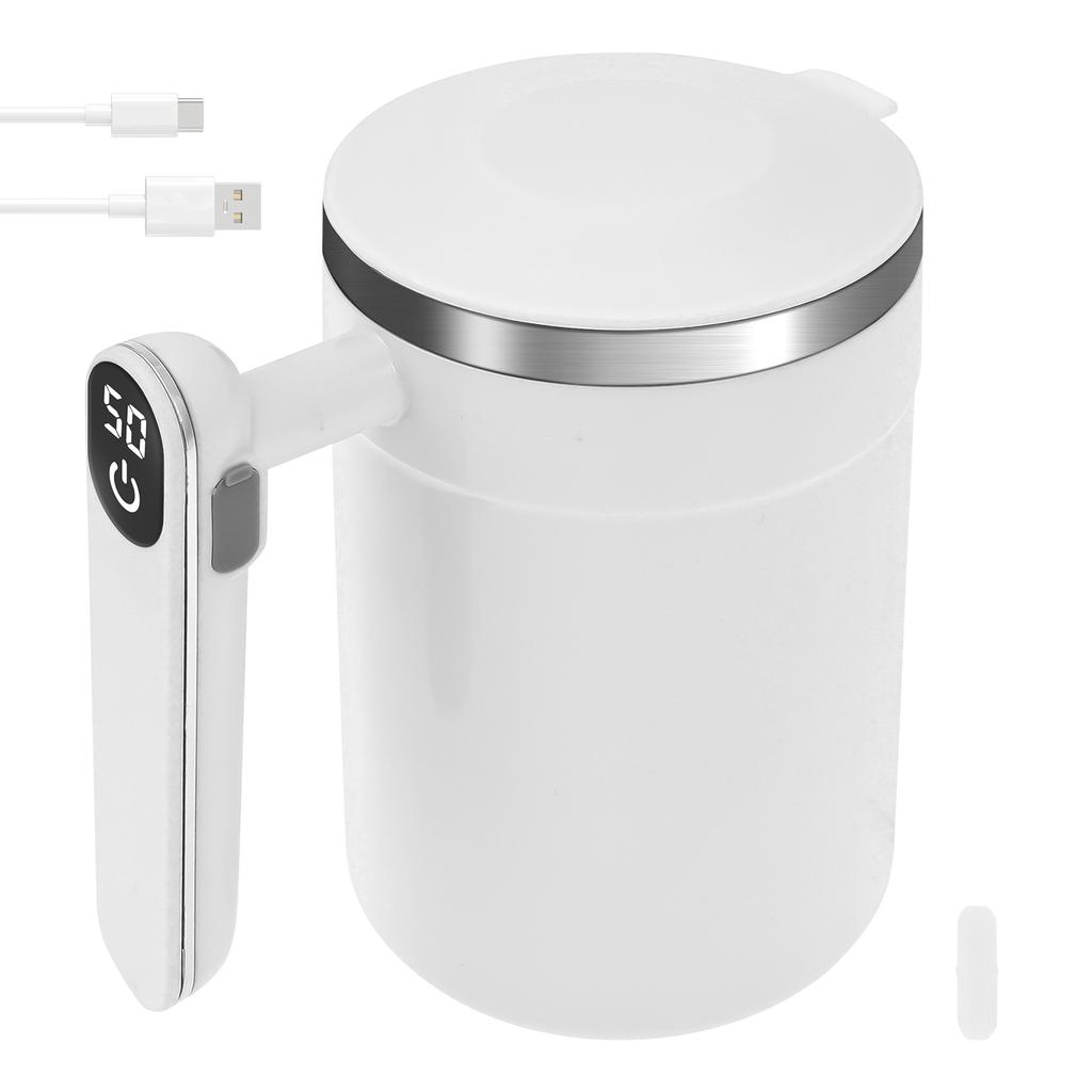 Automatic Magnetic Stirring Coffee Mug 14 Oz Stainless Steel Thermal Cup with Temp Display USB Charge Portable Self Mixing Cups