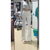 Women's White Elastic Horsebit Jeans: Slimming Micro Flare Bodycon Pants for Spring & Autumn 2026.