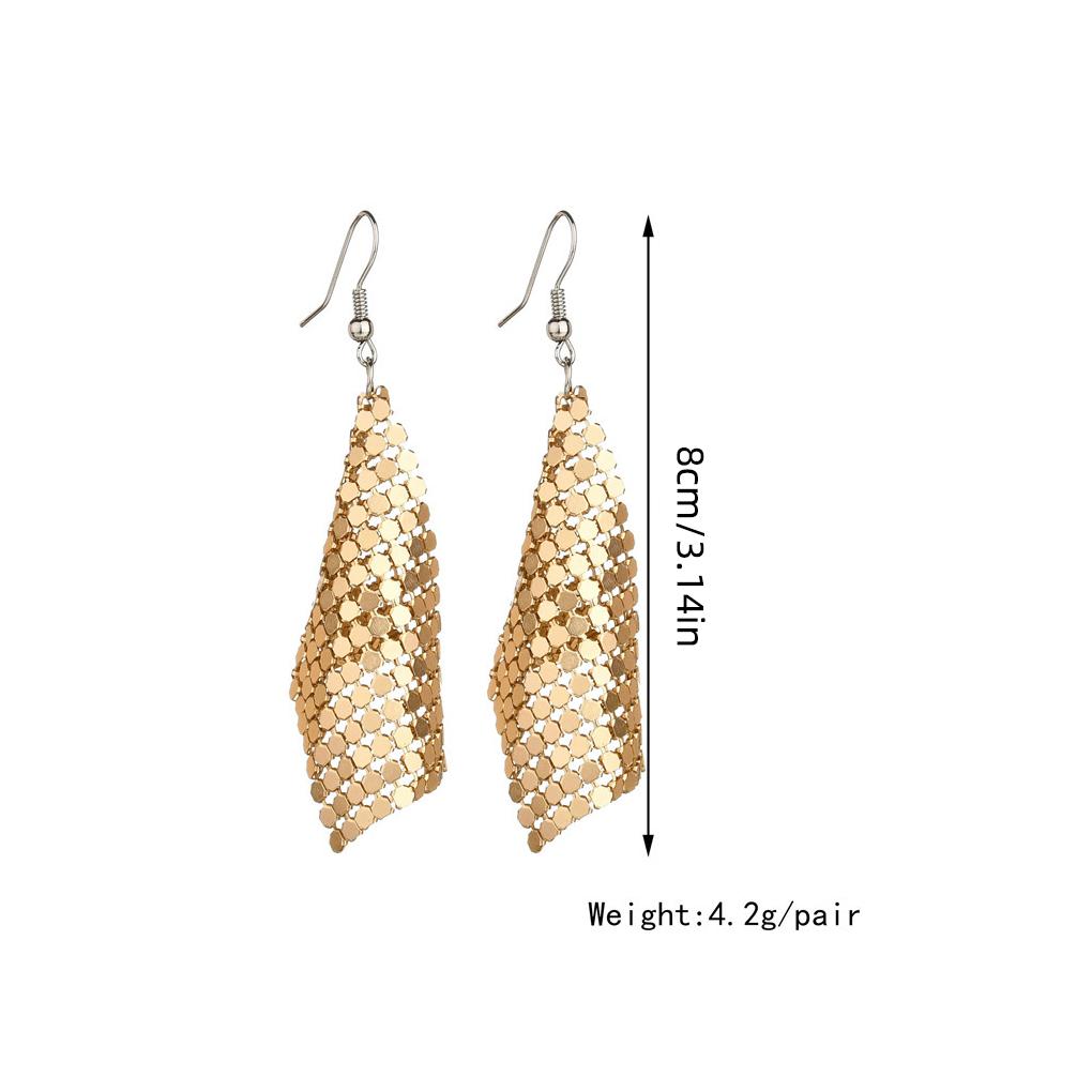 Square Sequins Mesh Loops Ears Multi-color Eardrops Aluminum Jewelry Ear Alloy Earrings Fashion Exaggerated Decorations