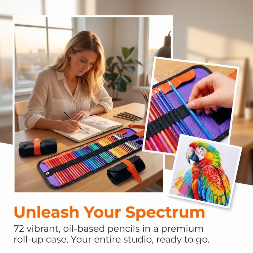 72PCS smooth lead core oil-based pencil set hexagonal barrel artist drawing kit art creation