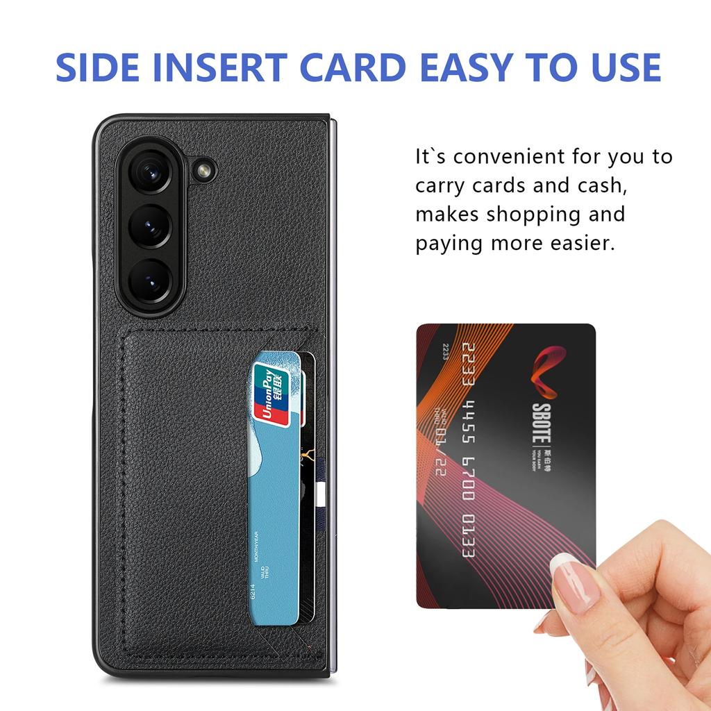 Portofel cu buzunar pentru card din piele pentru Samsung Galaxy Z Fold7 5G Fold 7 6 5 Fold6 Fold5 Fold3 Fold4 Fold2 Fold 4 3 2 Husă pliabilă