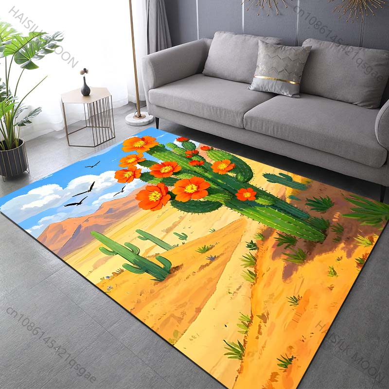 Desert Cactus Carpet for Living Room Bedroom Sofa Home Decor Non-slip Floor Mat Modern Rugs Creative Doormat Large Size
