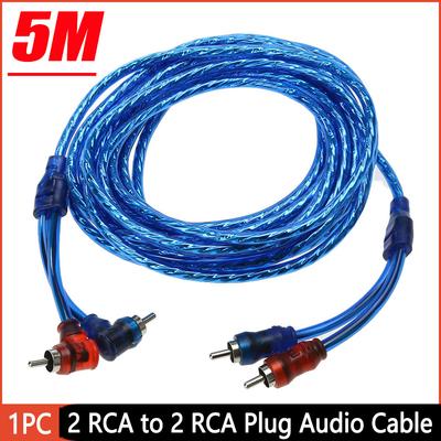 5 metrů 2 RCA na 2 RCA zástrčka Kabel z opletené mědi pro zesilovač audio systému do auta RCA audio kabel pro úpravu auta Autopříslušenství