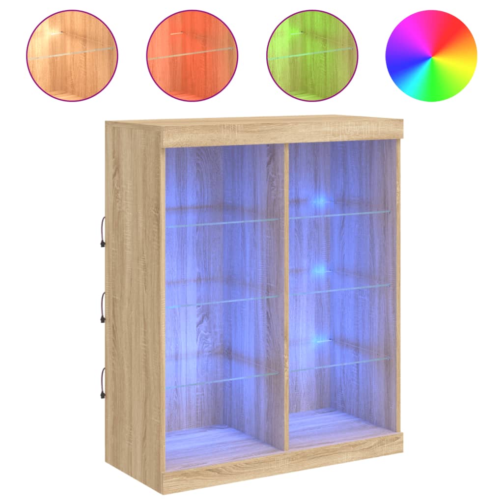 Vidaxl Szafka Z Oświetleniem Led, Dąb Sonoma, 81X37X100 Cm