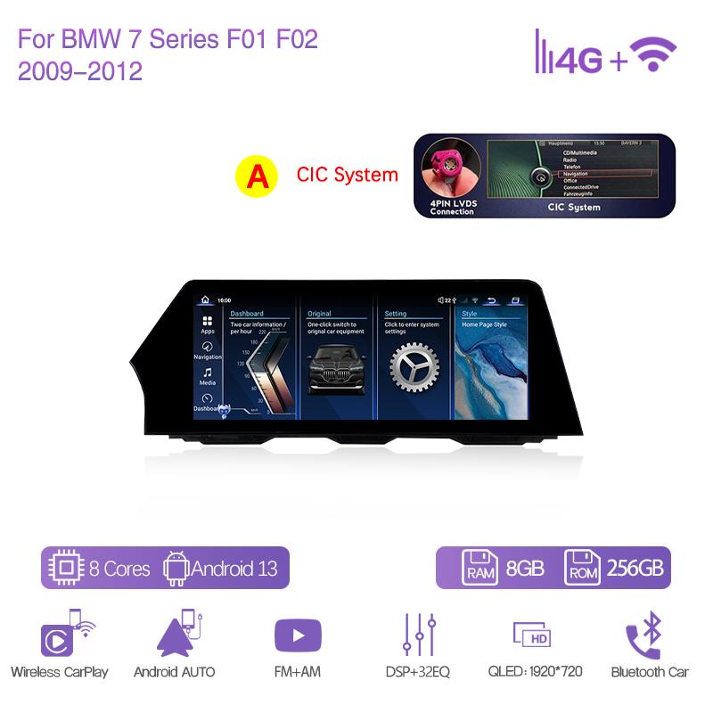 12.3" For BMW 7 Series F01 F02 2009-2015 Car Multimedia Player GPS Navigation Radio Original CIC NBT System CarPlay 4G 360Camera
