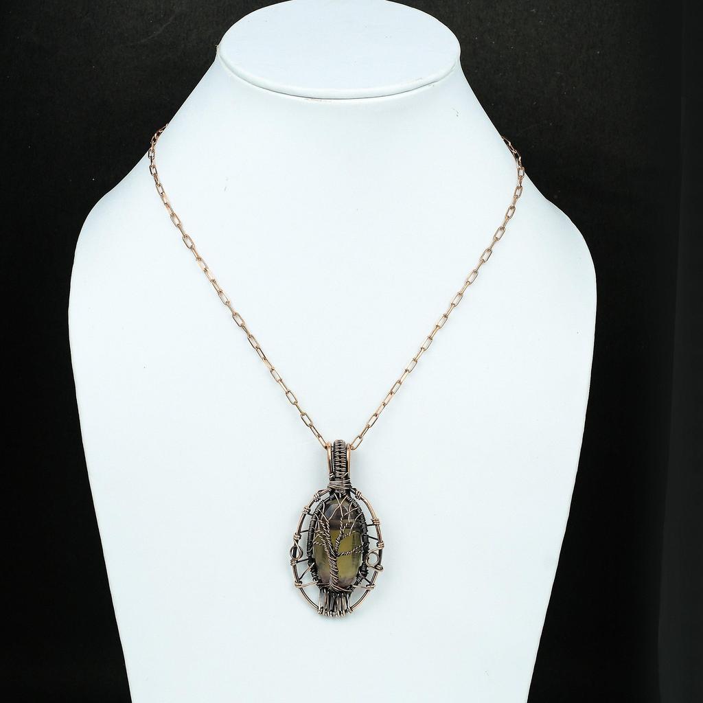 Baum des Lebens Multi-Fluorit Edelstein Anhänger Kupferdraht gewickelter Anhänger Geschenk für Sie Einzigartiger Schmuck Handgefertigter Schmuck Multi-Fluorit Schmuck