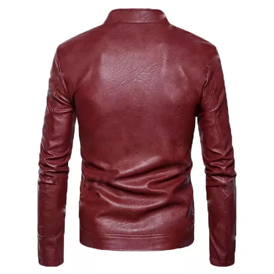 New Men Jacket Burgundy Genuine Lambskin Real Leather Handmade Lambskin Soft Stylish