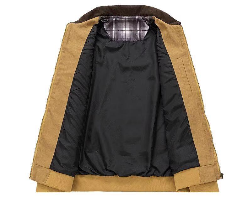 Unisex Retro Färgblock Arbetsjacka, Höst/Vinter Casual Lös Passform, Trendig Baseballstil.