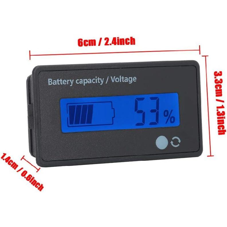 LCD Digital Battery Capacity Monitor with Flashing Alarm, 12-84V Voltage Meter Monitor/Battery Capacity Tester for - Battery, Lithium Battery,
