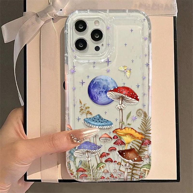 Girl Style Mushroom Pattern Simple Clear Phone Case for  Mi 11 Lite 5G 14 13T 13 12T 12 Poco F5 X6 Pro Soft Bumper Cover