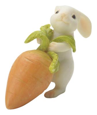 Matsuno Hobby Cute Animal Mascot Figurine, Rabbit and Carrot, H3.5 X W5.5 X D2.5cm (Gardening & Interior Decor Series) GM-3855