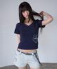 PRENDA Star Stud Short Sleeve Navy