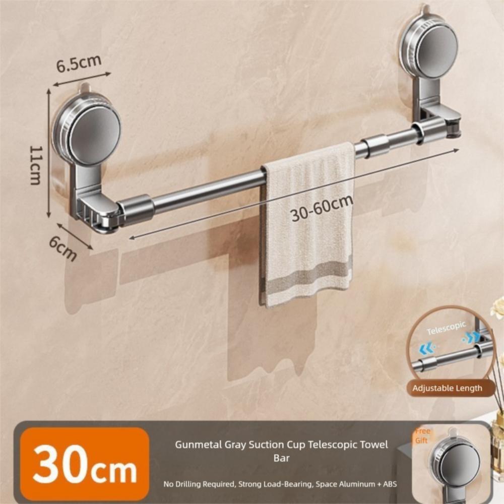 Portable Suction Cup Wall Towel Rack Traceless Retractable Towel Holder Self-adhesive Single Rod Storage Shelf Kitchen Bathroom