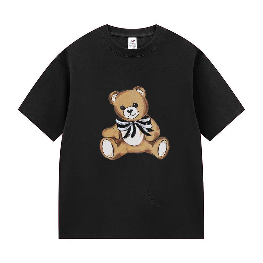 

Summer 2026 Womens Teddy Bear Print Loose Short Sleeve Tshirt Aesthetic Harajuku Style Top Polyester Fabric Shopping Clothing 3XL