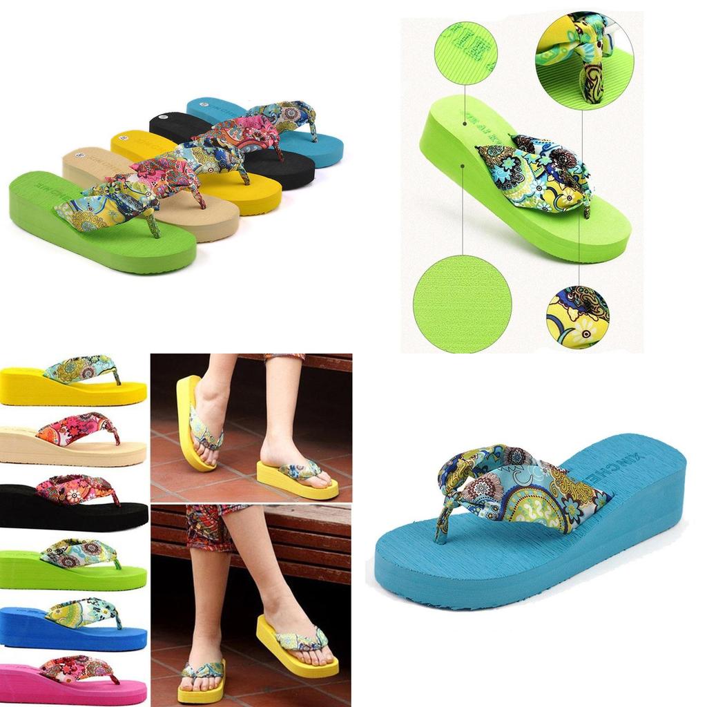 Elegant Women Summer Flip Flops Wedge Heeled Platforms With Comfortable Beach Shoes