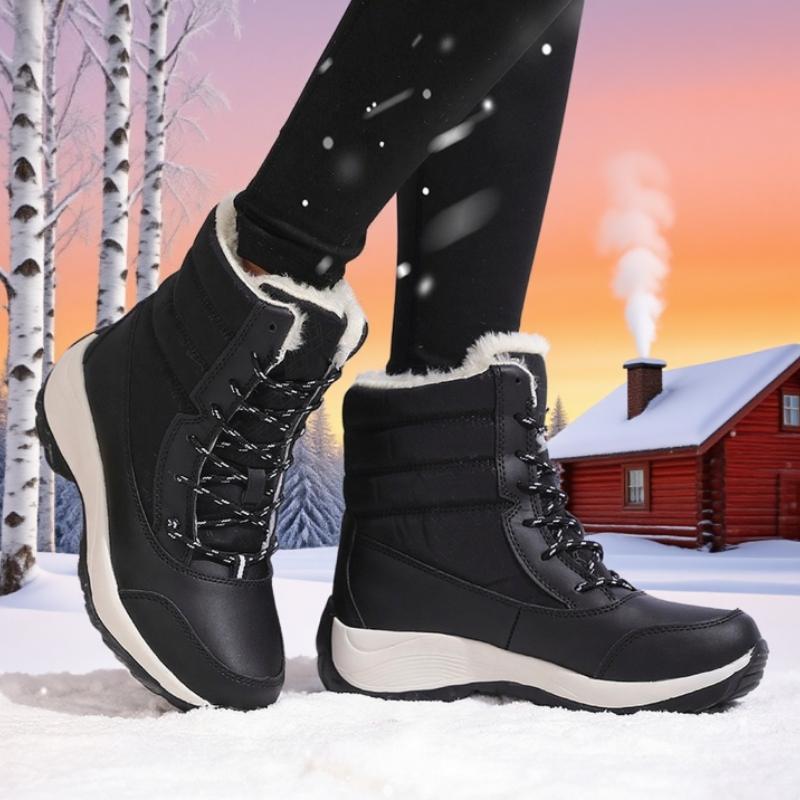 

Women Snow Boots Platform Winter High Quality Warm Snow Boots Outdoor Waterproof Hiking Shoes Lace-up Comfortable Ankle Boots 41
