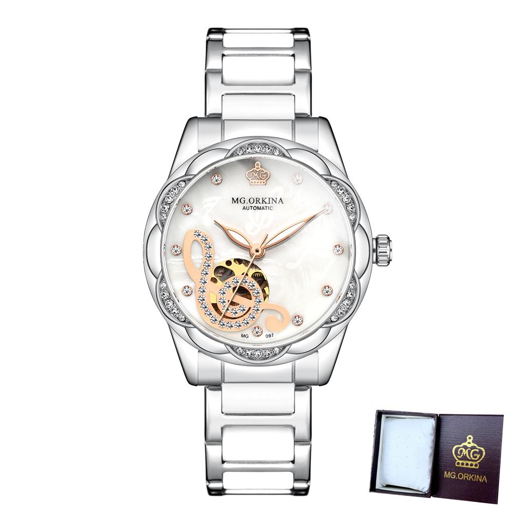 New Luxury Design Women's Watch Diamond Ceramic Stainless Steel Strap Montre Femme Automatic Mechanical Relojes Para Mujer