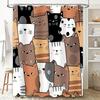 Whimsical Cats Shower Curtain Bath Decor for Cat Lovers – Cute Feline Print Design Bathroom Rug Set in Multiple Colors”