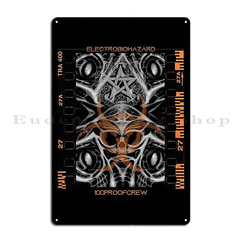 Attention Caution Biohazard Smeared Metal Sign Wall Mural Cave Printing Cinema Rusty Tin Sign Poster