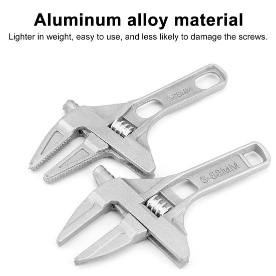 Adjustable Wrench Precision Scale Markings Extra-Wide 68mm Mouth Opening Compact Size Short Handle Wrench Home Repair Tool