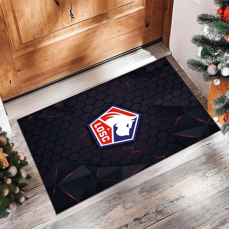 LOSC Lille FC Soccer Football Pattern Soft Area Rug Non Slip Indoor Floor Carpet Sports Decor Mat for Bedroom