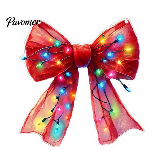 Hanging Bow Ornaments for Porch Christmas Acrylic Ornament, 2D Flat Decoration Colorful Lantern Print Bows Tree, Window, Wall Holiday Home Decor