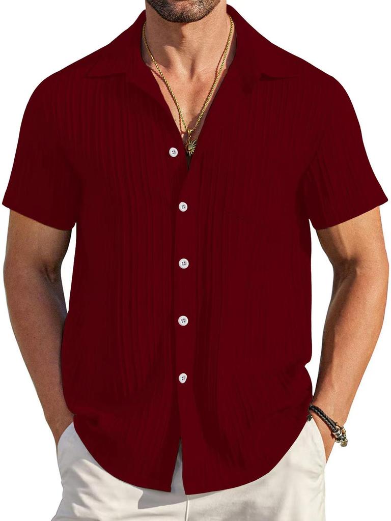 Men's Summer Trendy Solid Color Lapel Sports Casual Shirt