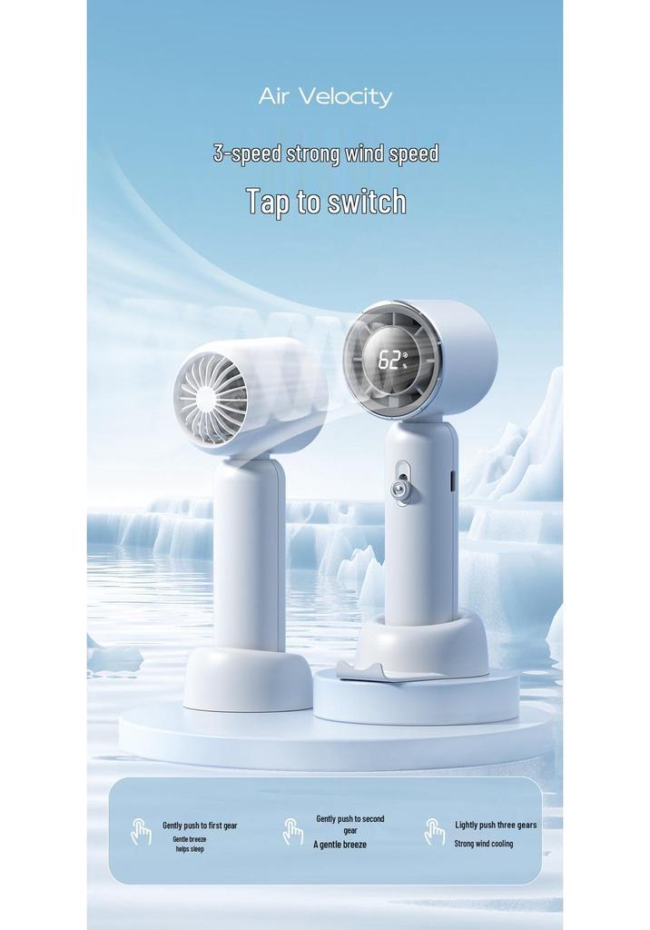 Compact USB Rechargeable Mini Fan with Digital Display