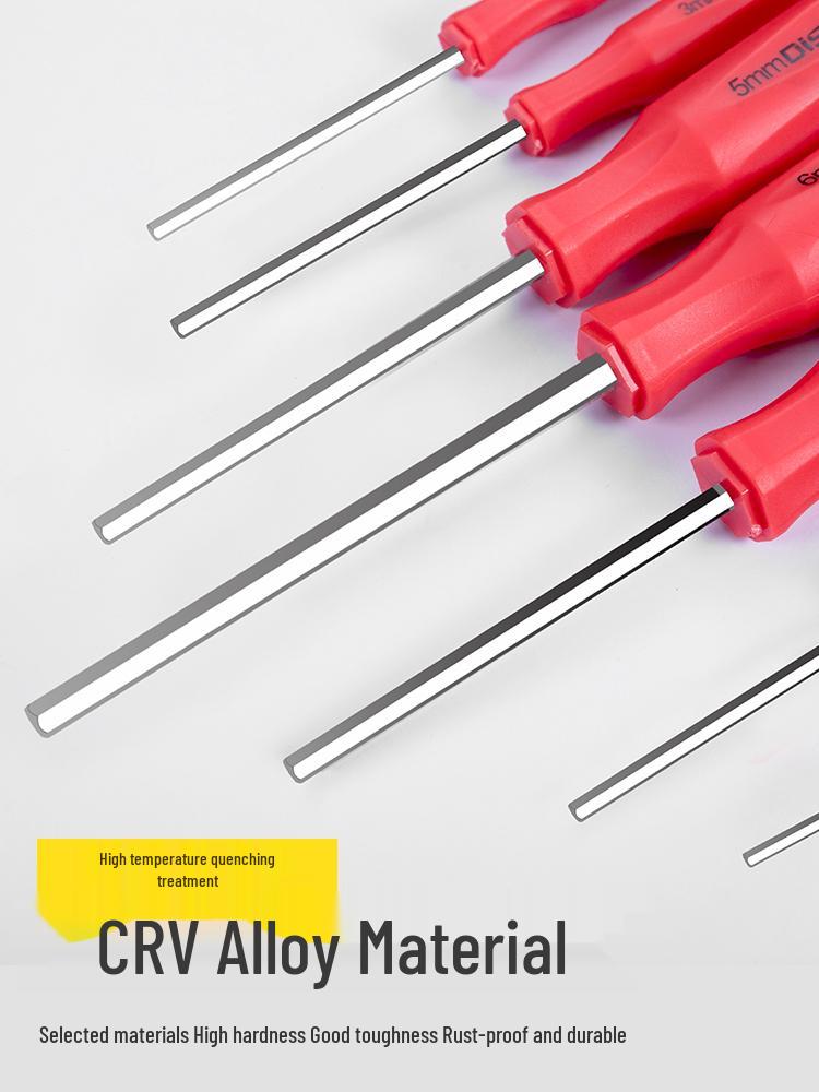 Straight Handle Hex Screwdriver Set: H1.5 To 6mm Flat Head