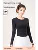 Lulu Slimming Long-Sleeve Yoga T-Shirt: Autumn/Winter Round Neck, High Elastic Slim Fit