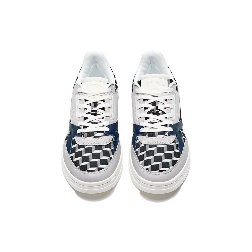 Li-Ning 1990 Fabric Leather Comfortable Casual Slip-Resistant Wear-Resistant Lightweight Low-Top Skate Shoes Men Sneakers Blue Red Gray ALFR199-2