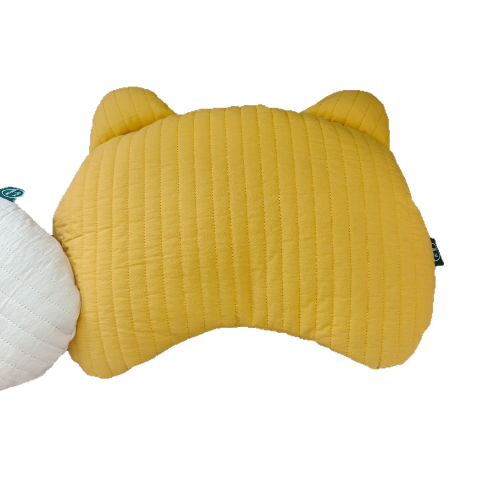 Children s Quilted Bear Ear Pillow – Soft & Soothing Infants Cushion Yellow Bear Pillow