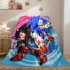 Cartoon Sonic Luxury Flannel Lightweight Blanket Home Decor Sofa Bed Travel Cover Family Gift LXRa40