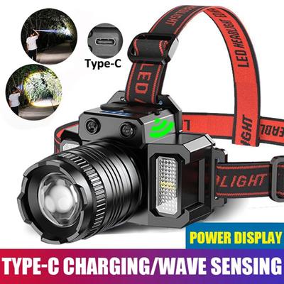 T51 Inductive Type Led Headlamp Fishing Head Lamp 5 Modes Zoom Lamp Waterproof Super Bright Camping Light Powered