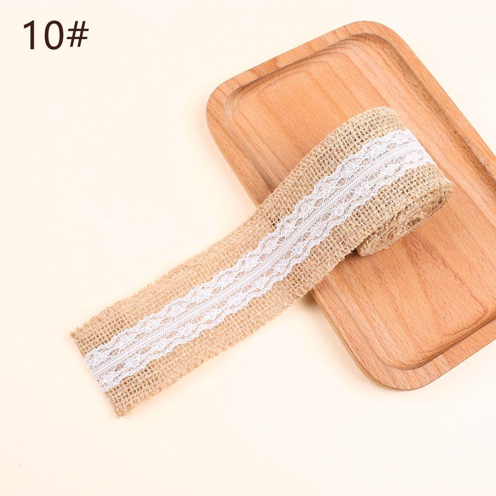 Burlap Roll with Lace Edge for DIY Christmas and Wedding Crafts, Jute Twine Ribbon