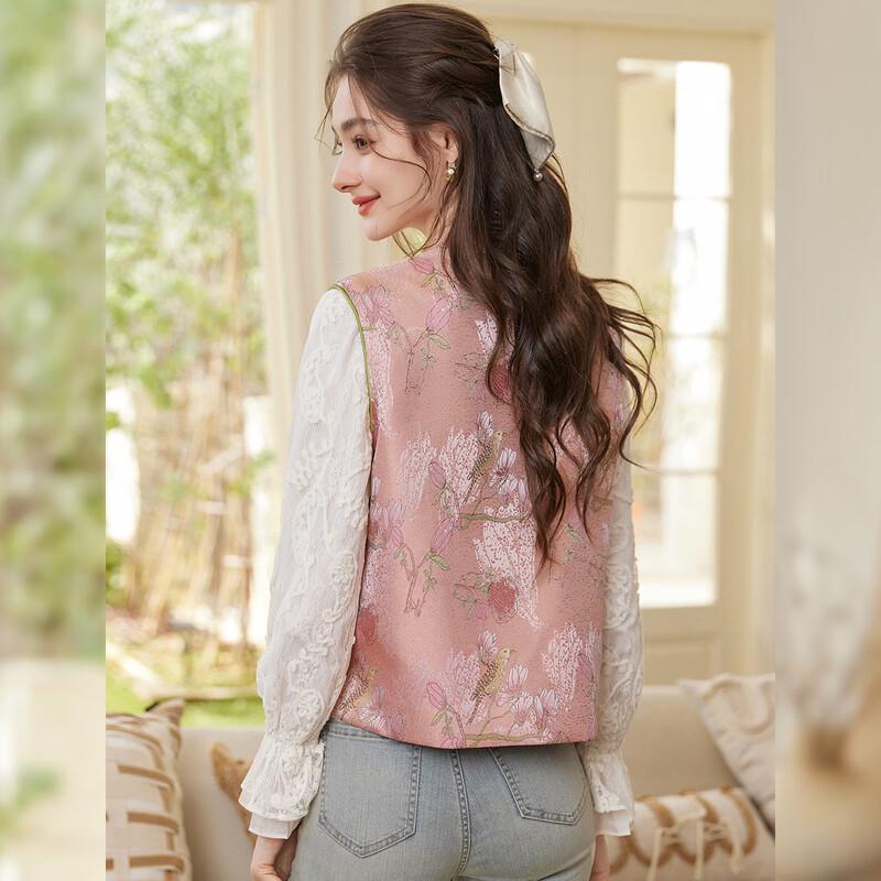 Women's Stand-up Collar Chinese Style Jacquard Vest