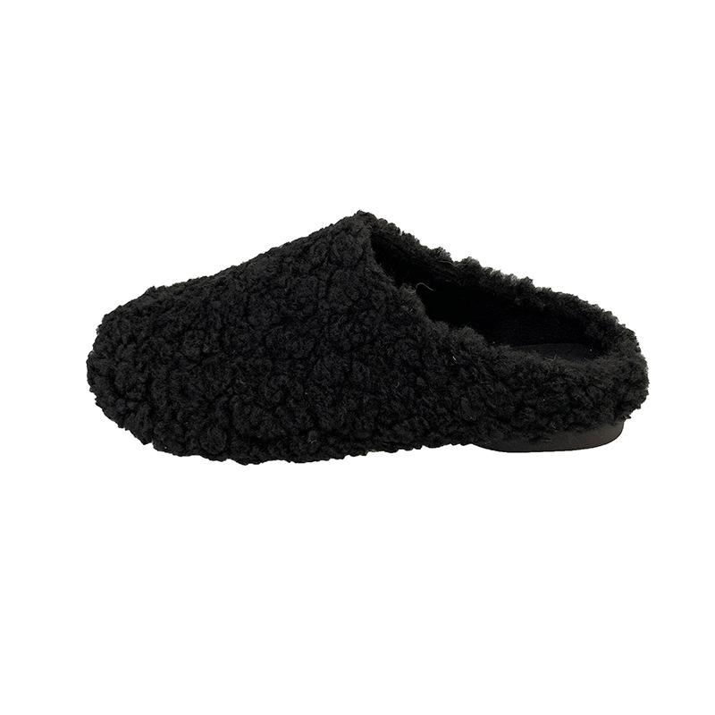 Foreign style, fashionable and versatile, lazy flat-bottomed fluffy shoes for women in autumn and winter 2025, new outer wear bag head cotton slippers