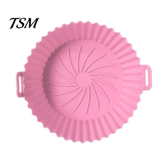 High-temperature Resistant Air Fryer Pan Silicone Liner Round Non-Stick Basket Food-grade Pot Baking with Oil Drain Grooves Accessory for Even