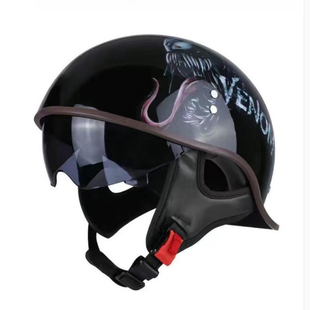 Motorcycle Retro Locomotive Half Helmet Four Seasons Universal Electric Motorcycle Unisex Riding Helmet