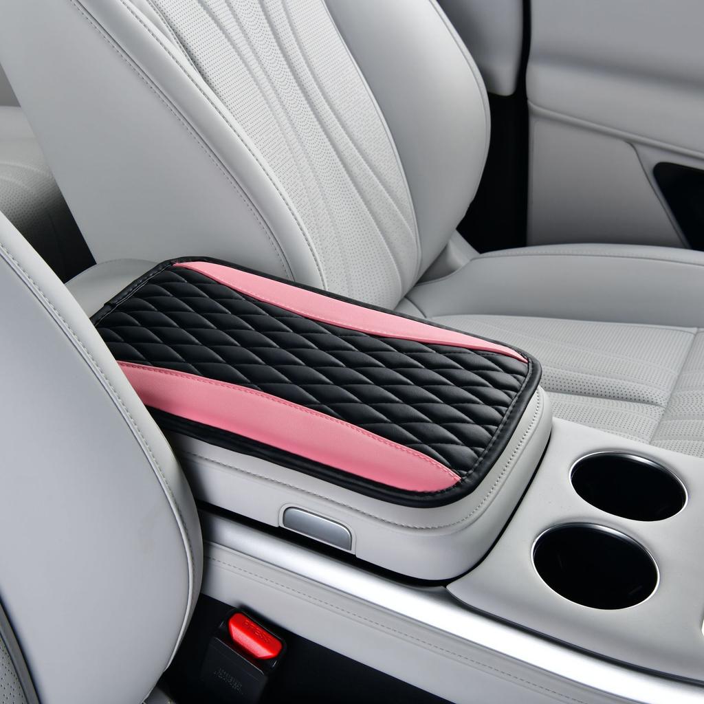 Multi-color Car Armrest Box Cover, Armrest Box Mat, High-quality Artificial PU Leather Two-color Splicing Quilted Design
