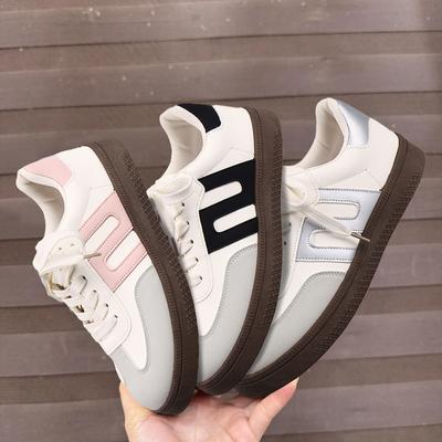 New Women's Plus Size Vulcanized Shoes Lace Up Women's Sports Shoes Mixed Color Round Head Casual Shoes