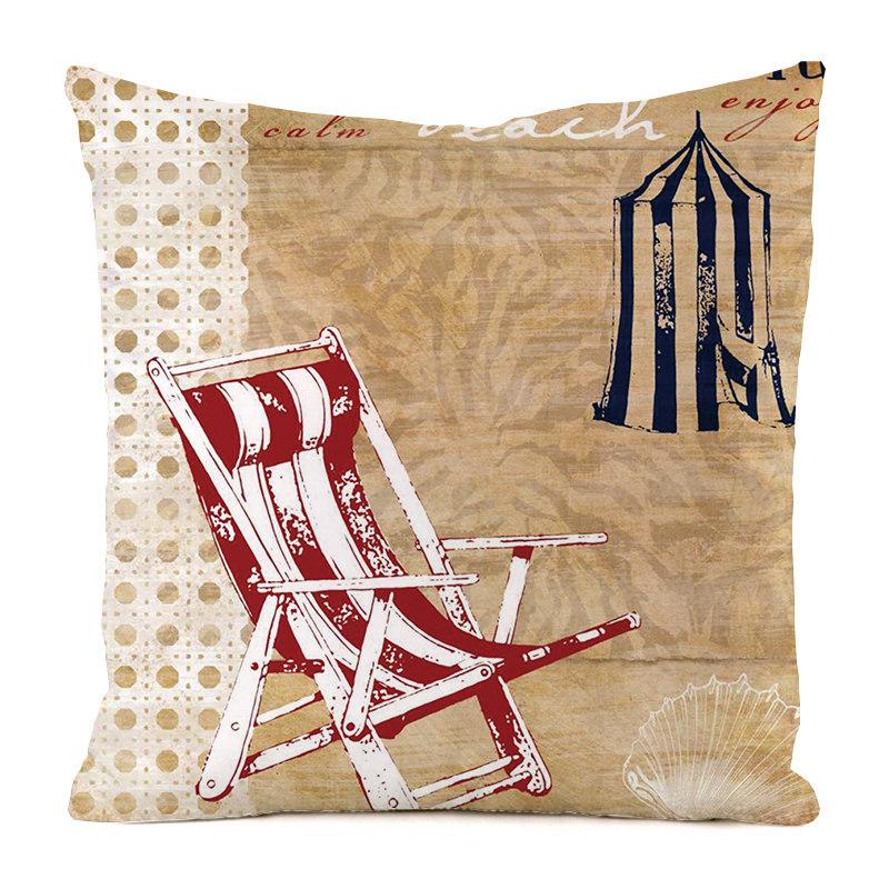 Beach Lounge Chair Collection Digital Printing Short Plush Pillow Covers For Car Sofa Office Cushion Cover Home Goods