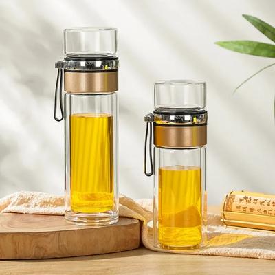 Sticlă de apă dublă de înaltă calitate, cu carcasă, ceai, băutură, infuzor, pahar pentru băuturi, sticla de apă, ecologic