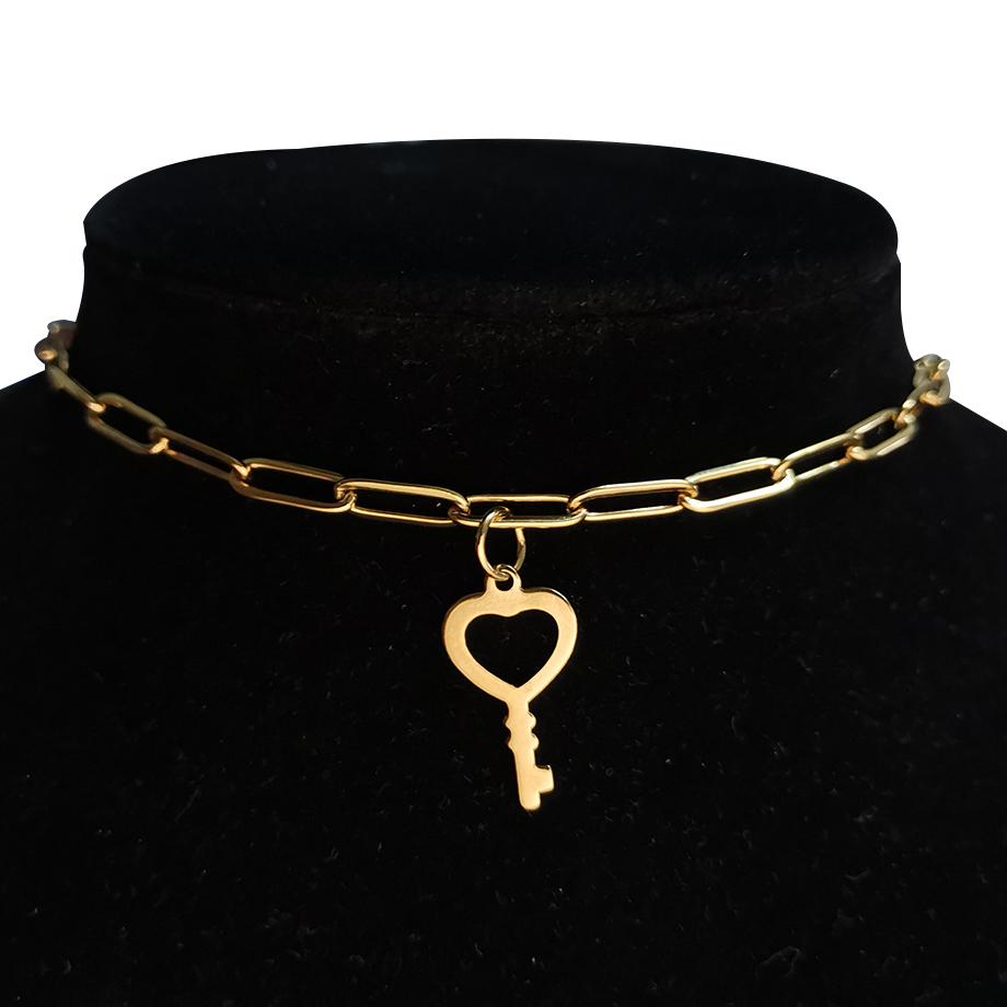 Gold Color Stainless Steel Choker Necklace Women Hip-hop Punk Short Box Link Neck Chains for Women Jewelry Collares De Moda 2019