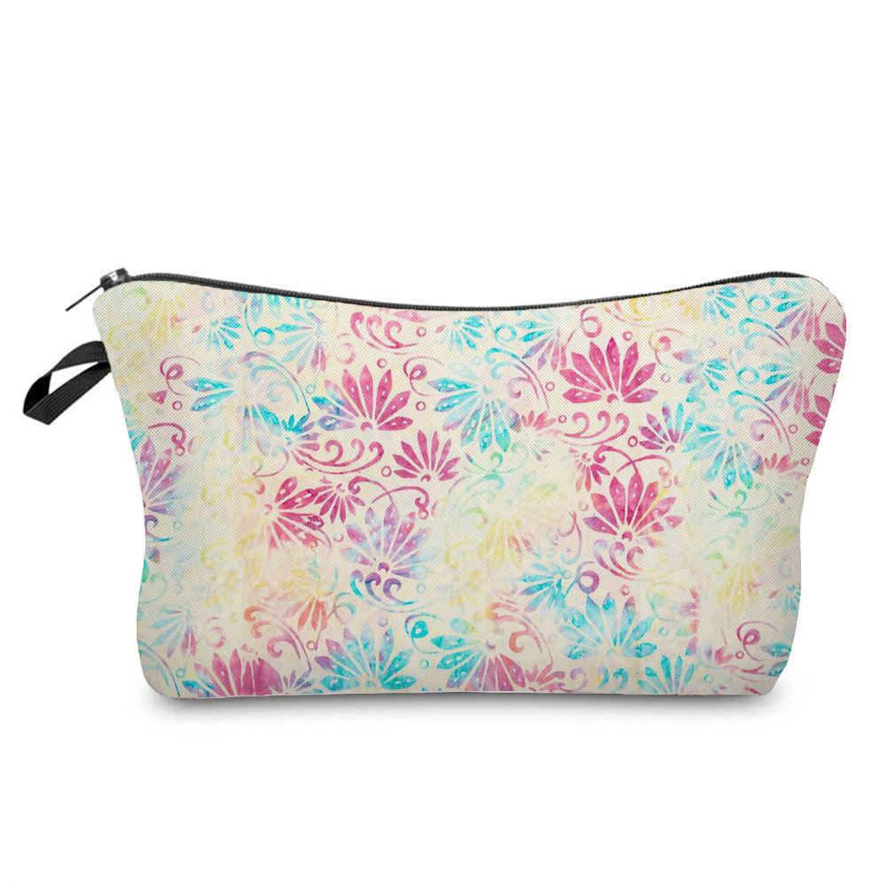 Women Flower Print Cosmetic Bag Toiletries Organize Travel Storage Case 6762 KTB