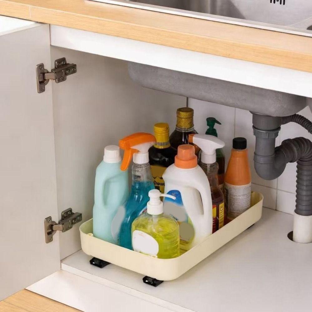 Anti-slip Pull Out Storage Tray Plastic Spice Box Storage Rack Drawer Spice Rack for Living Room