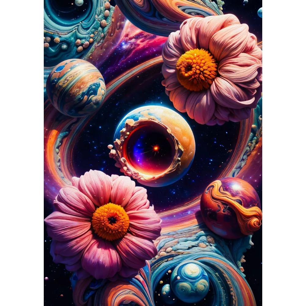Colorful Abstract Space Composition Posters Planets Srtars Jellyfish Flowers Prints Canvas Wall Pictures Home Living Room Decor