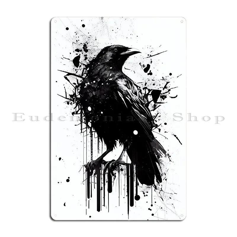 Raven Black And White Metal Sign Garage Plaques Kitchen Garage Decoration Iron Tin Sign Poster 20x30cm(7.8x11.8inch)