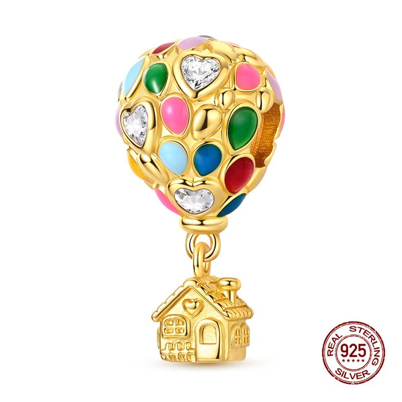 Original Charms Copper Air Balloon Charms Beads Fit 3Mm Original Bracelet Necklace Women Diy Jewelry Gifts