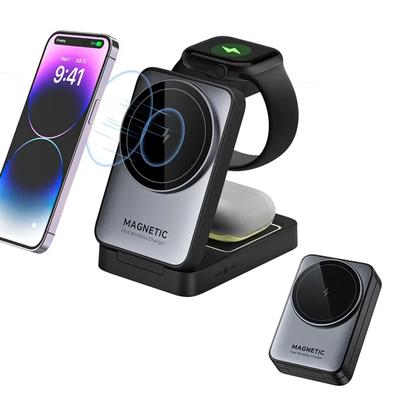 3 w 1 Magnetyczna bezprzewodowa ładowarka Podstawka do iPhone'a 16 15 14 Pro Max iWatch S10 Ultra 9 Airprods Magsafe Szybka stacja ładująca